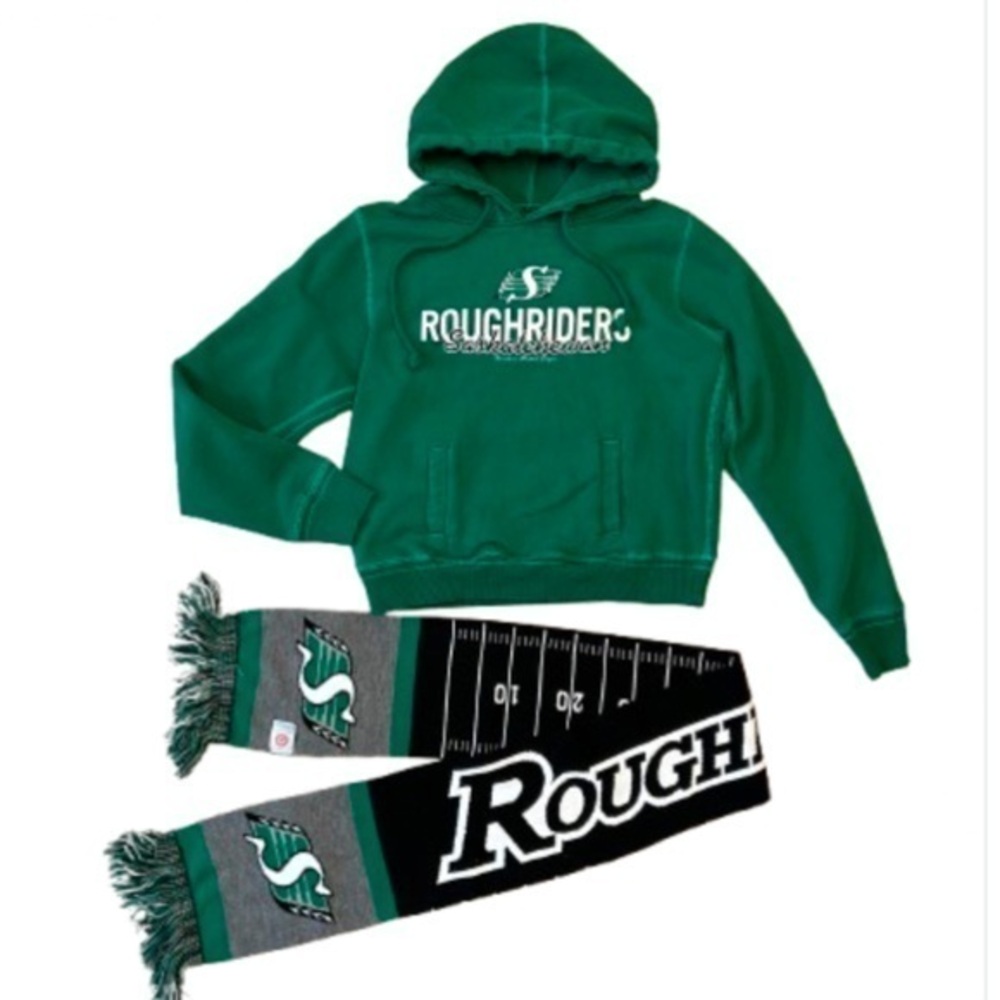 Youth Hoodie Sweatshirt and Scarf Set For Saskatchewan Roughriders Fans